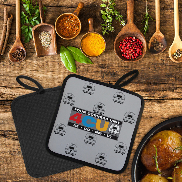 4 Corners Unit Airstream Club Neoprene Pot Holder - Set of 2  LIFESTYLE (Flatlay)