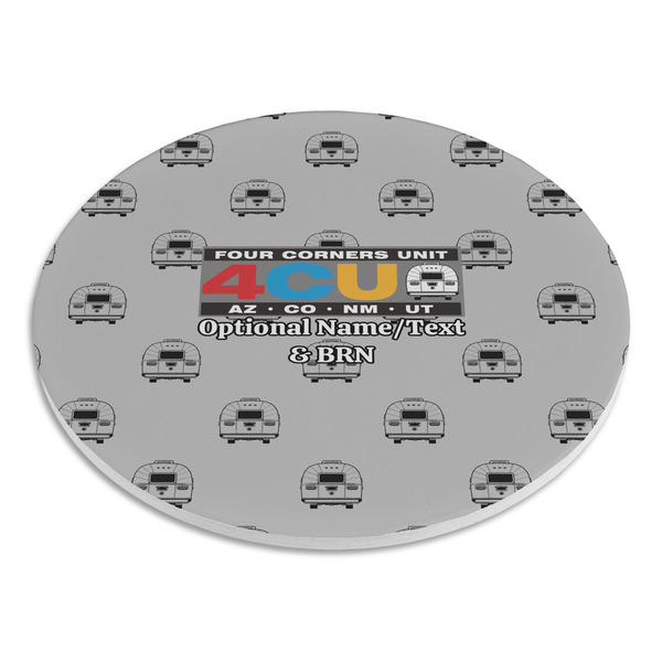 4 Corners Unit Airstream Club Round Stone Trivet - Angle View