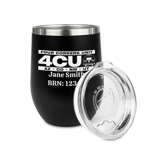 4 Corners Unit Airstream Club Stainless Wine Tumblers - Black - Single Sided - Alt View