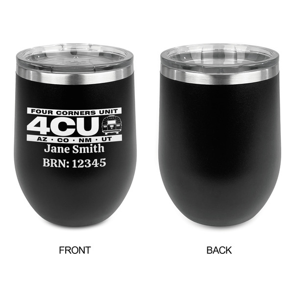 4 Corners Unit Airstream Club Stainless Wine Tumblers - Black - Single Sided - Approval