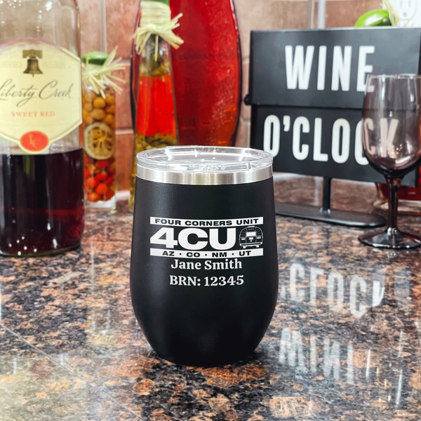 4 Corners Unit Airstream Club Stainless Wine Tumblers - Black - Single Sided - In Context
