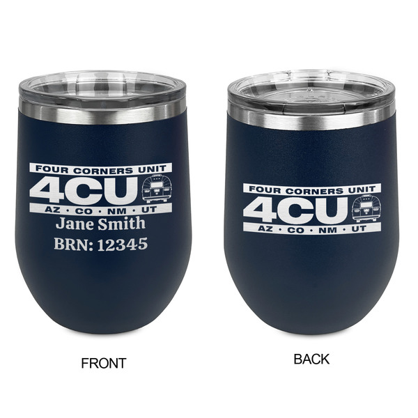 4 Corners Unit Airstream Club Stainless Wine Tumblers - Navy - Double Sided - Approval