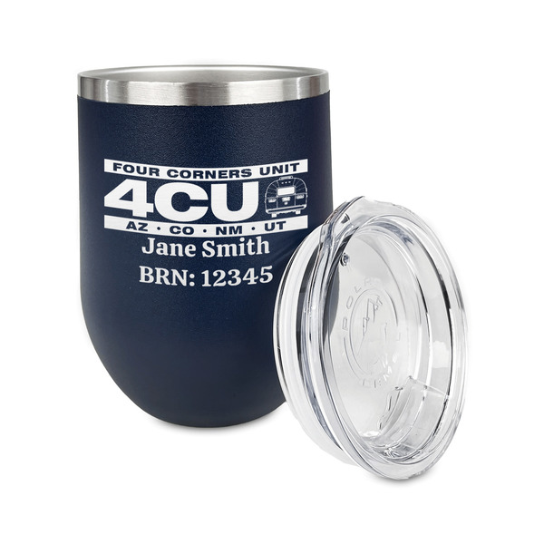 4 Corners Unit Airstream Club Stainless Wine Tumblers - Navy - Single Sided - Alt View