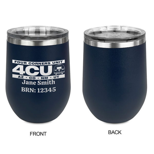 4 Corners Unit Airstream Club Stainless Wine Tumblers - Navy - Single Sided - Approval