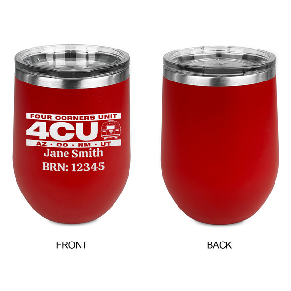 4 Corners Unit Airstream Club Stainless Wine Tumblers - Red - Single Sided - Approval