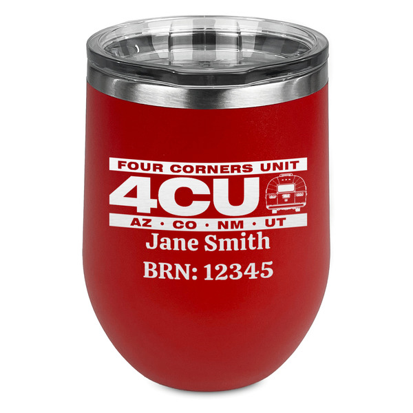 Custom 4 Corners Unit Airstream Club Stemless Stainless Steel Wine Tumbler - Red - Single-Sided