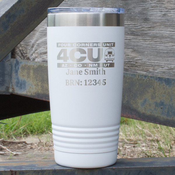 Custom 4 Corners Unit Airstream Club 20 oz Stainless Steel Tumbler - White - Single-Sided