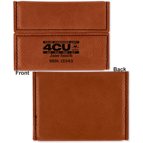 Four Corners Unit Leather Business Card Holder Front Back Single Sided - Apvl