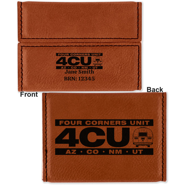 Four Corners Unit Leather Business Card Holder - Front Back