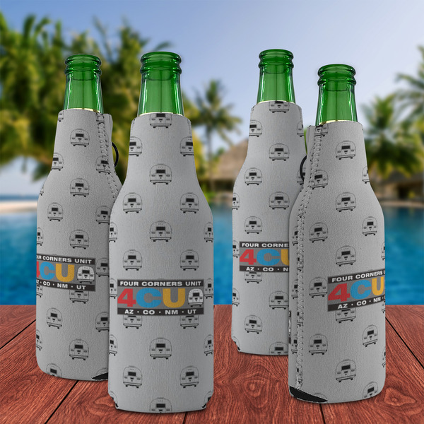 Four Corners Unit Zipper Bottle Cooler - Set of 4 - Lifestyle