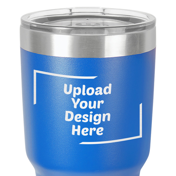 Upload Your Own 30 oz Stainless Steel Ringneck Tumbler - Blue - Close Up
