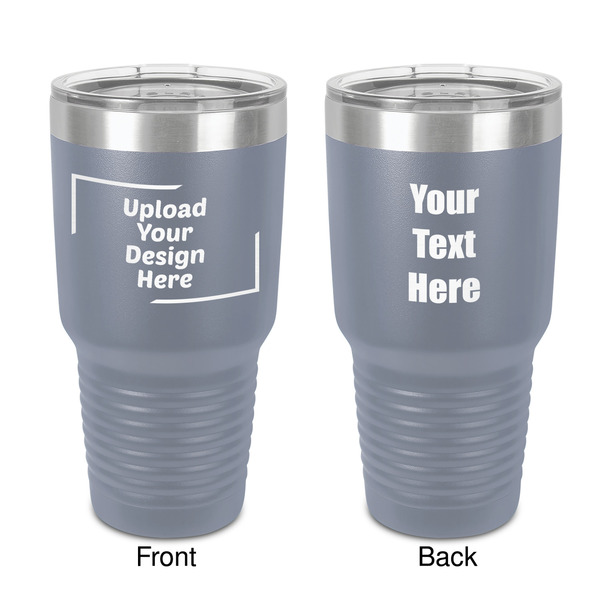 Custom 30 oz Stainless Steel Tumbler - Grey - Double-Sided (Upload Your Own)