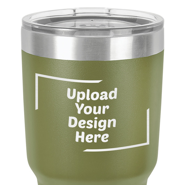 Upload Your Own 30 oz Stainless Steel Ringneck Tumbler - Olive - Close Up