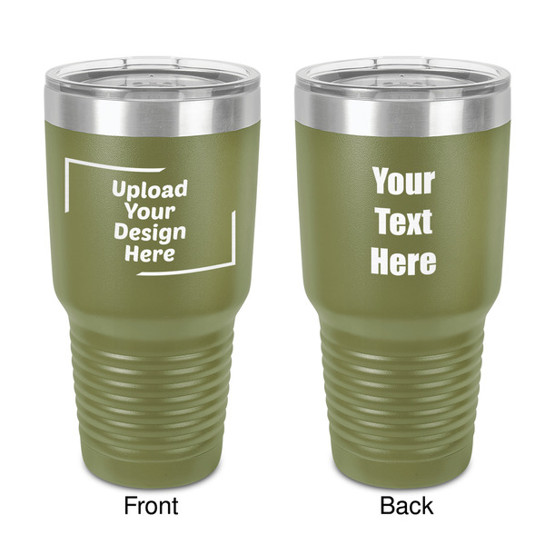 Custom 30 oz Stainless Steel Tumbler - Olive - Double-Sided (Upload Your Own)