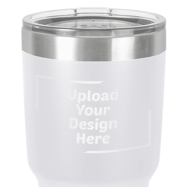 Upload Your Own 30 oz Stainless Steel Ringneck Tumbler - White - Close Up