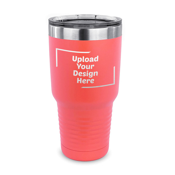 Upload Your Own 30 oz Stainless Steel Ringneck Tumblers - Coral - FRONT