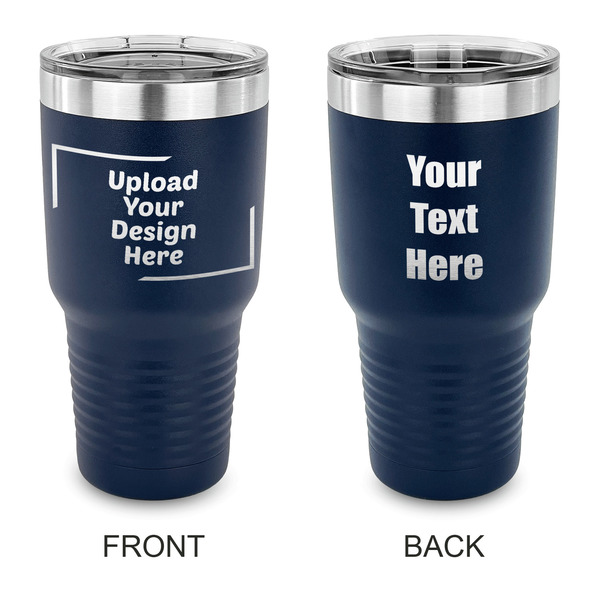 Custom 30 oz Stainless Steel Tumbler - Navy - Double-Sided (Upload Your Own)