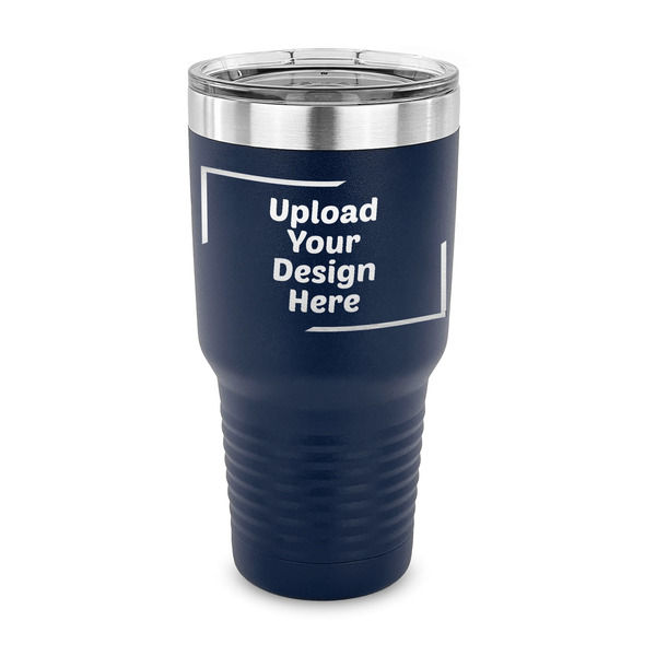 Custom 30 oz Stainless Steel Tumbler - Navy - Single-Sided (Upload Your Own)