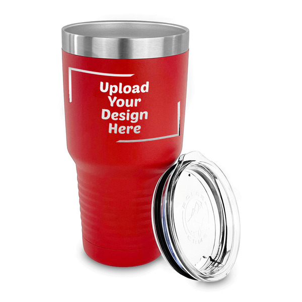 Upload Your Own 30 oz Stainless Steel Ringneck Tumblers - Red - LID OFF