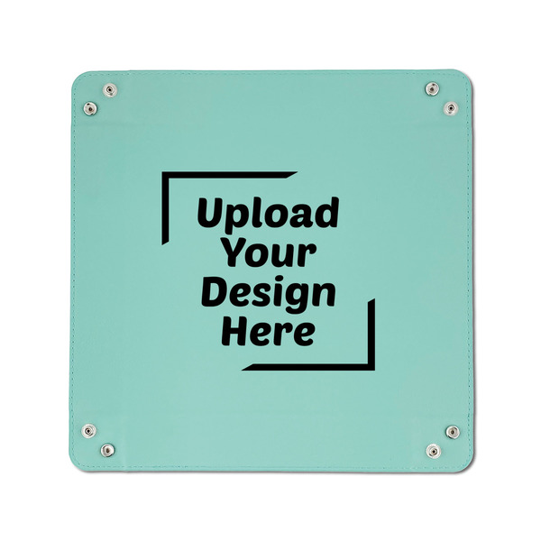 Upload Your Own 6" x 6" Teal Leatherette Snap Up Tray - APPROVAL