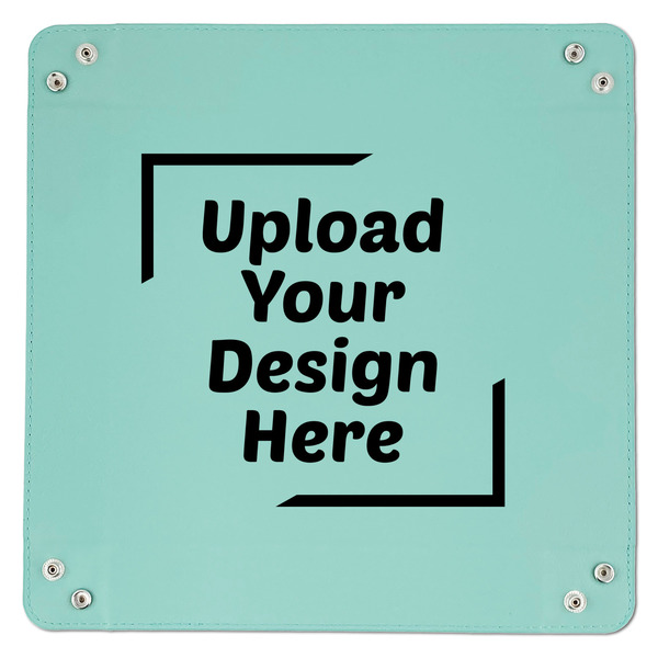 Upload Your Own 9" x 9" Teal Leatherette Snap Up Tray - APPROVAL