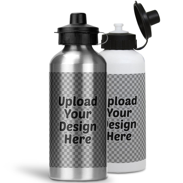 Upload Your Own Aluminum Water Bottles - MAIN (white &silver)