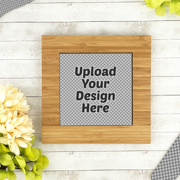 Upload Your Own Bamboo Trivet with 6" Tile - LIFESTYLE