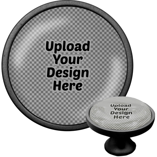 Upload Your Own Black Custom Cabinet Knob (Front and Side)