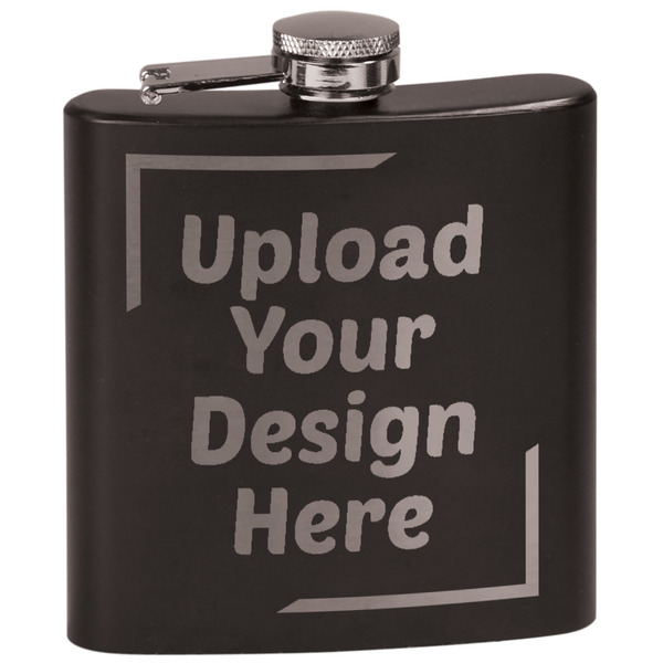 Custom Black Flask Set (Upload Your Own)