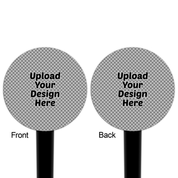 Upload Your Own Black Plastic 4" Food Pick - Round - Double Sided - Front & Back