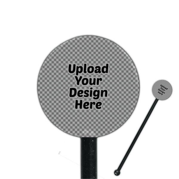 Custom 5.5" Round Plastic Stir Sticks - Black - Double-Sided (Upload Your Own)