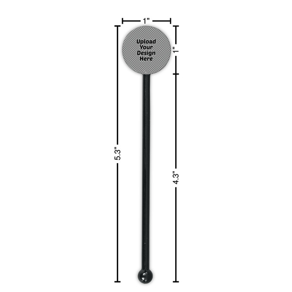 Upload Your Own Black Plastic 5.5" Stir Stick - Round - Dimensions