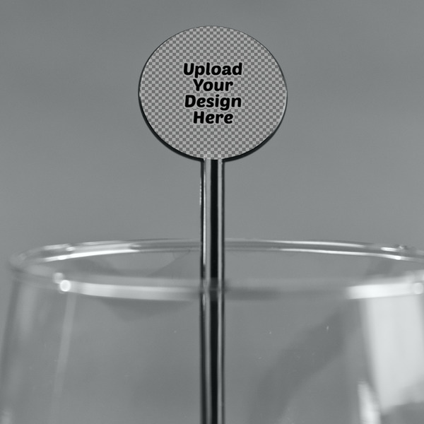 Upload Your Own Black Plastic 5.5" Stir Stick - Round - Main