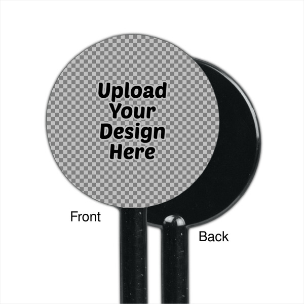 Upload Your Own Black Plastic 5.5" Stir Stick - Single Sided - Round - Front & Back