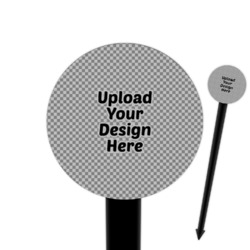 6" Round Plastic Food Picks - Black - Single-Sided (Upload Your Own)