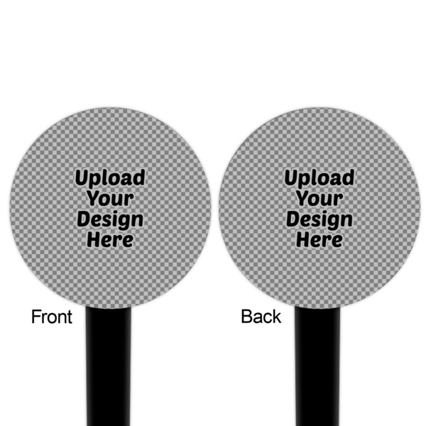Upload Your Own Black Plastic 6" Food Pick - Round - Double Sided - Front & Back