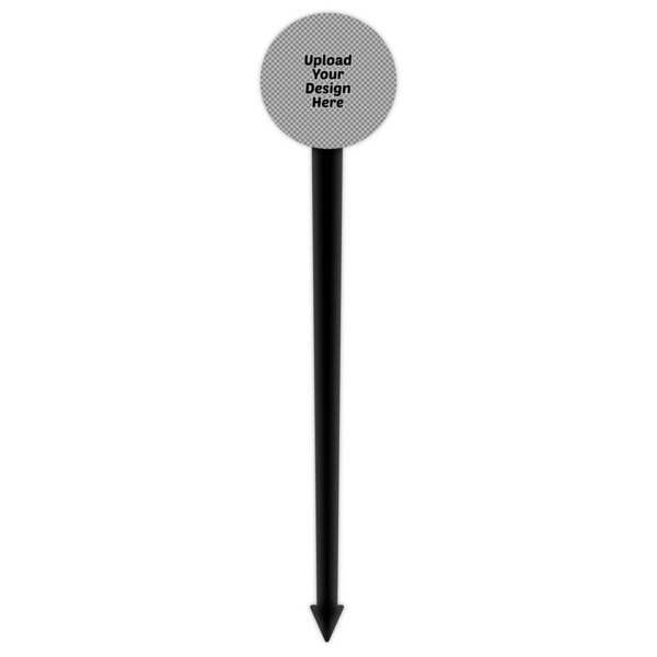 Upload Your Own Black Plastic 6" Food Pick - Round - Single Pick