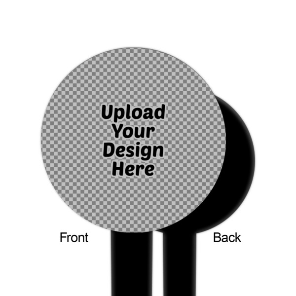 Upload Your Own Black Plastic 6" Food Pick - Round - Single Sided - Front & Back