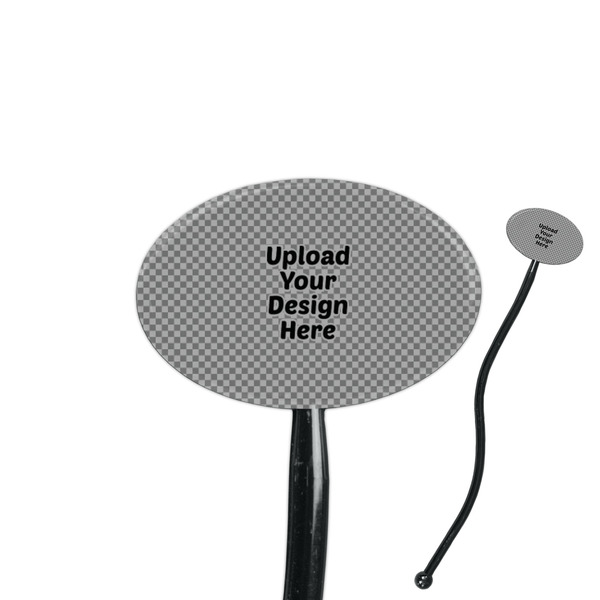 Custom 7" Oval Plastic Stir Sticks - Black - Single-Sided (Upload Your Own)