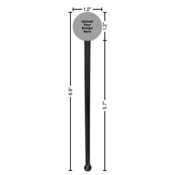 Upload Your Own Black Plastic 7" Stir Stick - Round - Dimensions