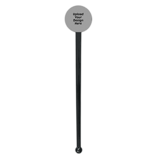 Upload Your Own Black Plastic 7" Stir Stick - Round - Single Stick