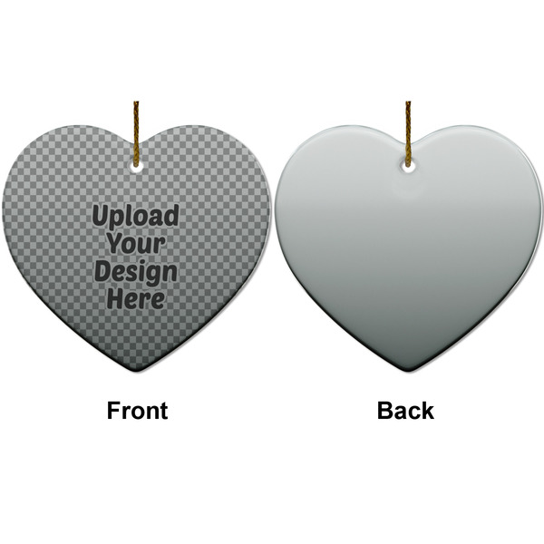 Upload Your Own Ceramic Flat Ornament - Heart Front & Back (APPROVAL)