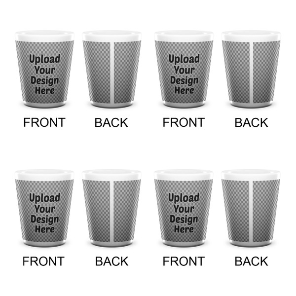 Upload Your Own Ceramic Shot Glass - White - Set of 4 - Front & Back