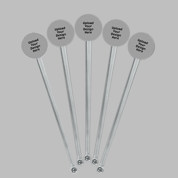 Upload Your Own Clear Plastic 7" Stir Stick - Round - Fan View