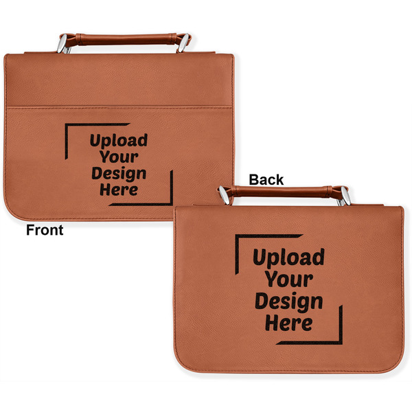 Upload Your Own Cognac Leatherette Bible Covers - Large Double Sided Approval