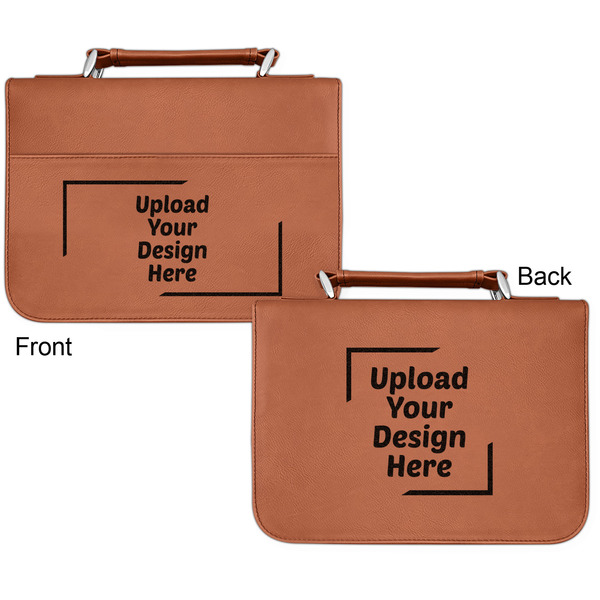 Upload Your Own Cognac Leatherette Bible Covers - Small Double Sided Approval