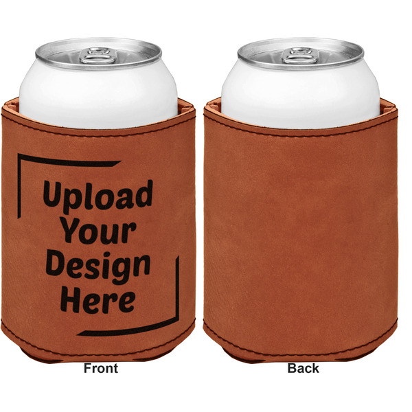 Upload Your Own Cognac Leatherette Can Sleeve - Single Sided Front and Back