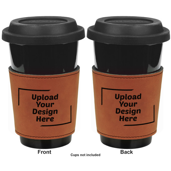 Upload Your Own Cognac Leatherette Mug Sleeve - Double Sided Approval