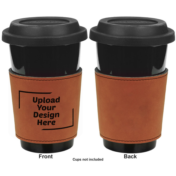 Upload Your Own Cognac Leatherette Mug Sleeve - Single Sided Approval