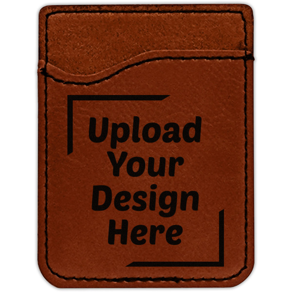 Upload Your Own Cognac Leatherette Phone Wallet close up